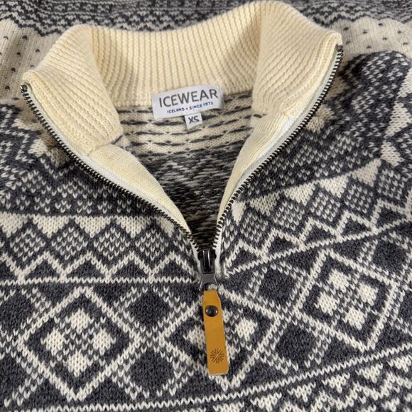 Icewear Sweater XSmall Gray 100% Wool Fair Isle Nordic Icelandic - Picture 1 of 11